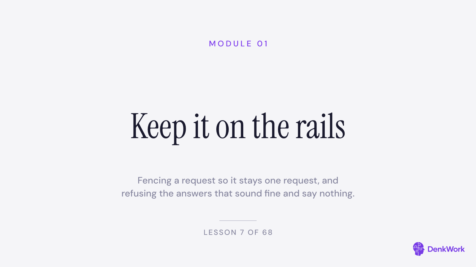Keep it on the rails, module 1